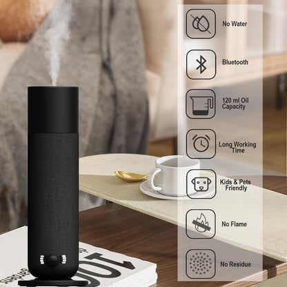 Smart Waterless Essential Oil Diffuser, Scent Air Machine for Home, Aromatherapy Scent Diffuser with Roy Tranquility Oil, Covers Up to 1000 Sq.Ft, Quiet Cold-Air Tech Machine for Hotel, Spa (Black)