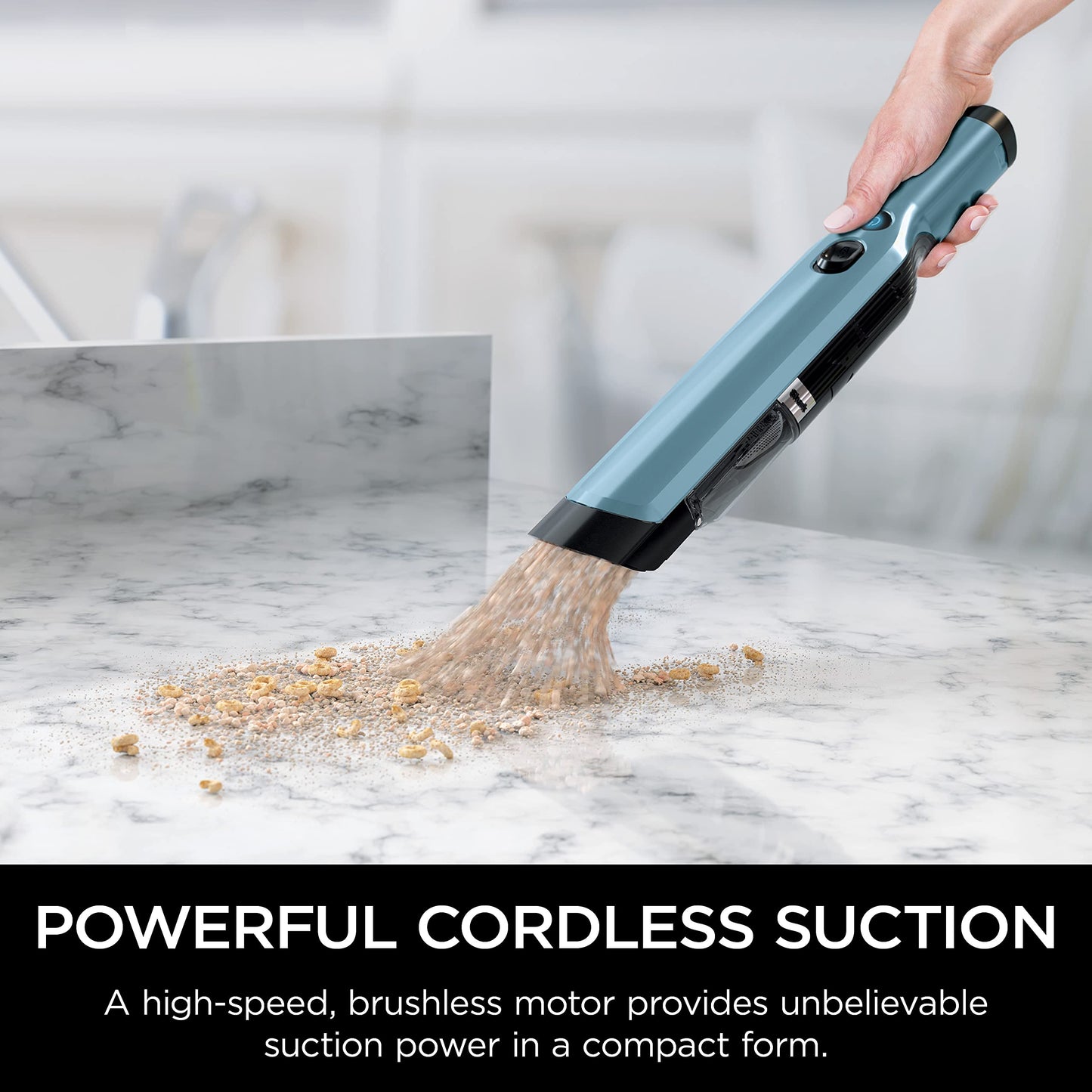 Shark WV201BLBRN WANDVAC Cordless Hand Vac, Lightweight and Portable at 1.4 lbs. with Powerful Suction, Charging Dock, One-Touch Empty for Car & Home, Cove Blue