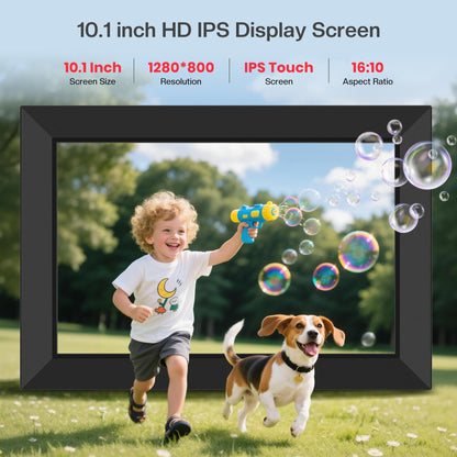 Frameo 10.1 Inch WiFi Digital Picture Frame, Smart Cloud Electronic Photo Frame with HD IPS Touch Screen Slideshow 32GB Memory Auto-Rotate Wall Mount, Share Photos/Videos from Phone by Frameo App
