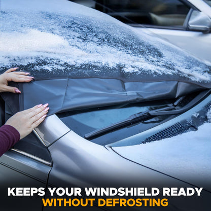 EcoNour Windshield Cover for Ice and Snow - Universal Fit for Car, SUV, Truck, Heavy Duty 600D Oxford Fabric Frost Protector for Ice & Sleet, Includes Anti-Theft Straps, Medium (69"x42")