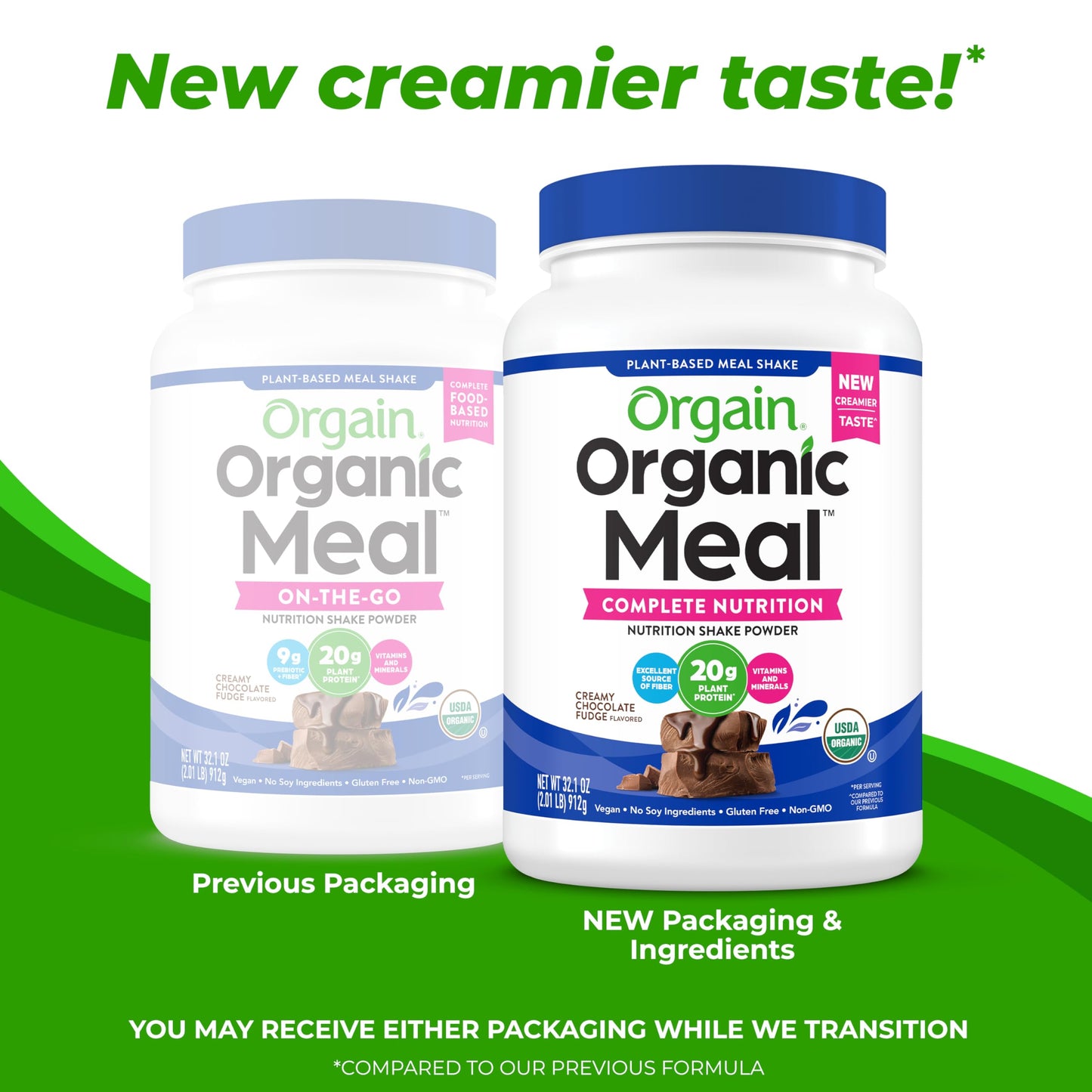 Orgain Organic Vegan Meal Replacement Protein Powder, Creamy Chocolate Fudge - 20g Plant Based Protein, Gluten Free, Dairy Free, Lactose Free, Soy Free, No Sugar Added, For Smoothies & Shakes - 2.03lb