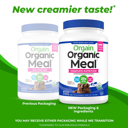 Orgain Organic Vegan Meal Replacement Protein Powder, Creamy Chocolate Fudge - 20g Plant Based Protein, Gluten Free, Dairy Free, Lactose Free, Soy Free, No Sugar Added, For Smoothies & Shakes - 2.03lb