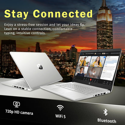 HP Stream 14" HD Lightweight Laptop, Intel Celeron N4120, 16GB RAM, 224GB Storage(64GB eMMC + 160GB Docking Station), Intel UHD Graphics, HD Webcam, 1 Year Office 365, WiFi, Bluetooth, Win 11s, Silver