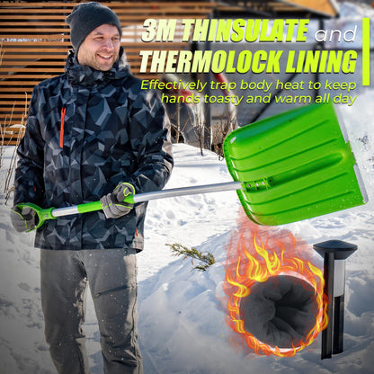 HANDLANDY Waterproof Insulated Work Gloves, 3M Thinsulate Thermal Winter Gloves for Men Women Touch Screen, Warm Ski Snowboard Cold Weather Gloves (Green-men Size, XX-Large)