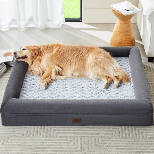 WNPETHOME Washable Extra Large Dog Bed, XXXXL Dog Couch, Orthopedic Pet Sofa Bed with Removable & Waterproof Cover, Giant Pet Couch with Sides