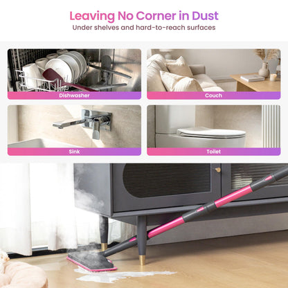 Schenley 19-in-1 Steam Mop Dual-Rod Design with Detachable Handheld Steamer for Walls, Grouts, Hard Floors, Tiles, includes Multi-purpose Accessories, Washable Microfiber Pads and Disposable Pads