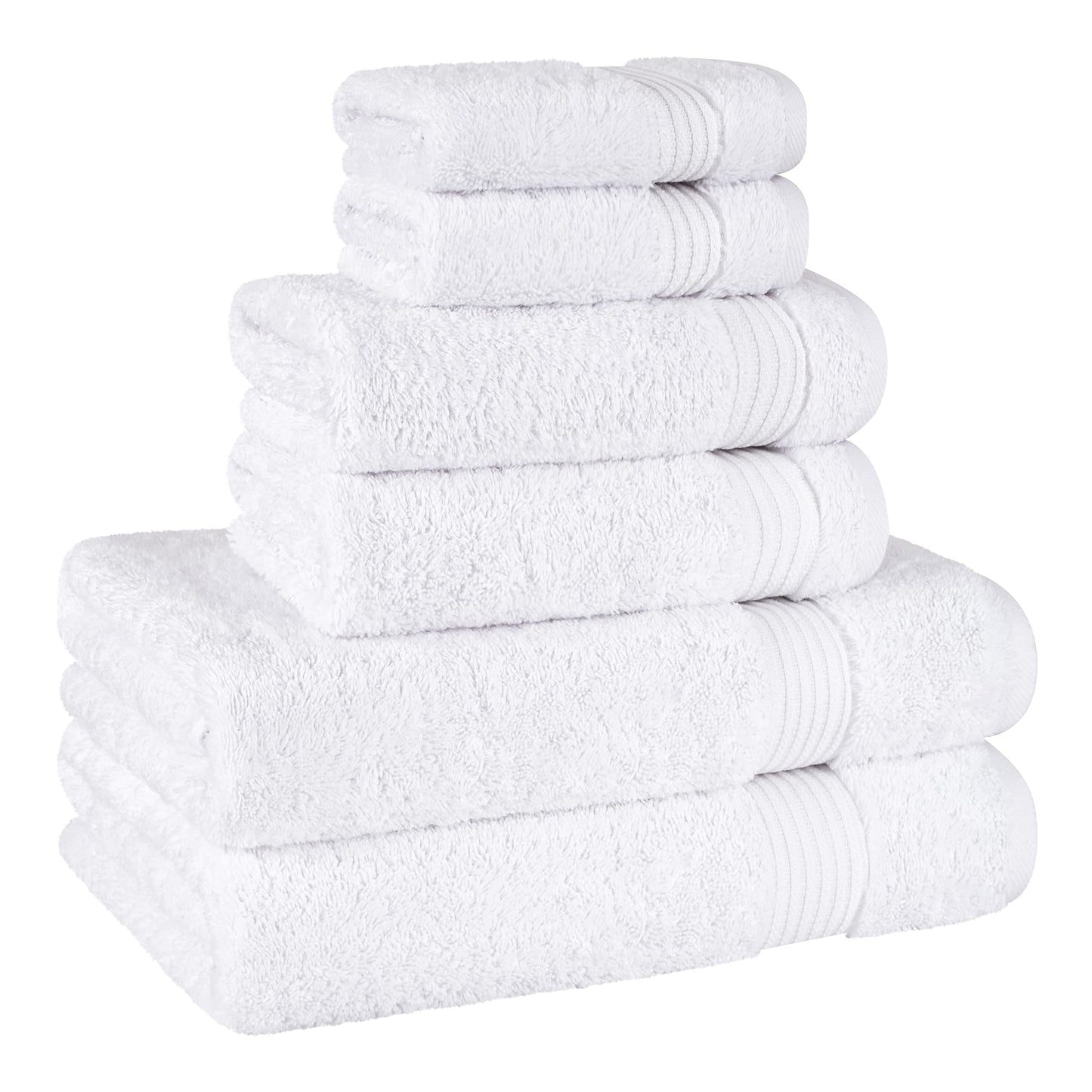 Cotton Paradise 6 Piece Towel Set, 100% Cotton Soft Absorbent Turkish Towels for Bathroom, 2 Bath Towels 2 Hand Towels 2 Washcloths, White Towel Set