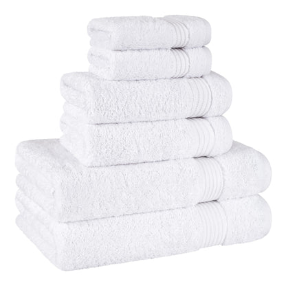 Cotton Paradise 6 Piece Towel Set, 100% Cotton Soft Absorbent Turkish Towels for Bathroom, 2 Bath Towels 2 Hand Towels 2 Washcloths, White Towel Set