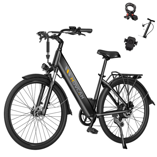 Movcan V80 Electric Bike, 1000W Motor 28MPH Ebike, 48V 13Ah Removeable Battery, 26'' City Cruiser Adult Electric Bicycles up to 70 Miles, 7-Speed Dual Disc Brake, Mountain E Bike for Commuting