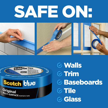 ScotchBlue Original Multi-Surface Painters Tape, 1 Inch Wide (0.94 In. x 60 Yds), 9 Rolls, Blue Paint Tape Protects Surfaces and Removes Easily, Masking Tape for Indoor and Outdoor Use (2090-24AP9)