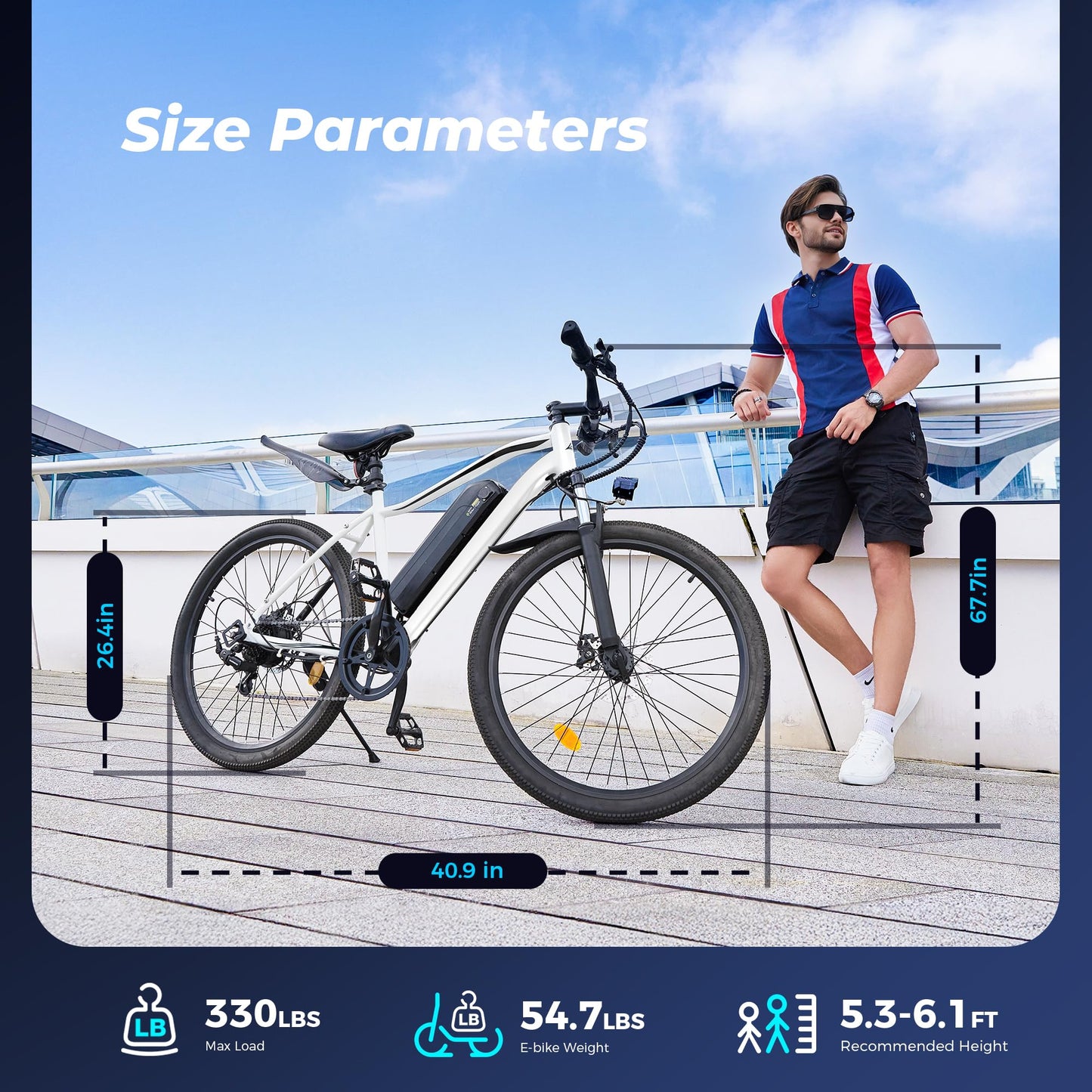 HopCycle Adult Electric Bike, 500W Motor E Bike with 20MPH Speed, 55 Miles Long Range, 374Wh Removable Battery, 26 Inch Tires, Mountain & Commuting Electric Bicycle with Suspension