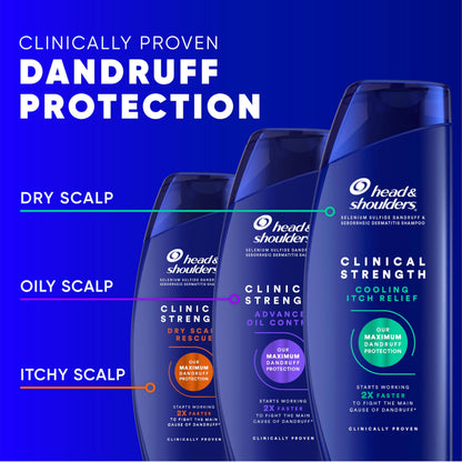Head & Shoulders Anti-Dandruff Shampoo with 1% Selenium Sulfide, Clinical Strength Intensive Itch Relief Twin Pack, Seborrheic Dermatitis Relief, Itch Relief, 13.5 fl oz Each