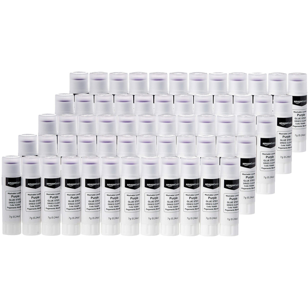 Amazon Basics Purple Washable School Glue Sticks, Dries Clear, Non-Toxic, 0.24-oz Stick, 60-Pack