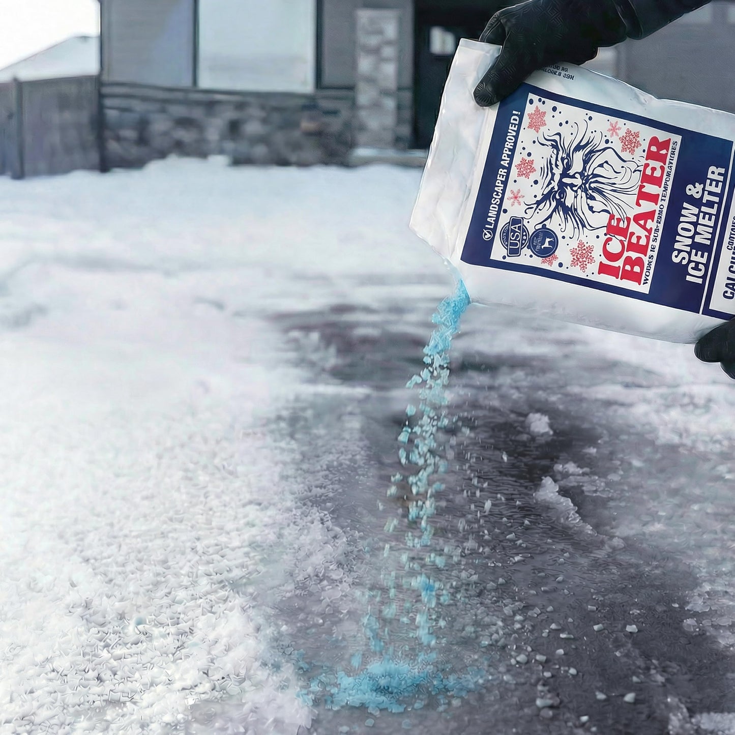 Snow Joe Ice Beater Calcium Blend Powerful Ice Melt, 50 Pound Bag - Works to -15°F Safe for Sidewalks, Driveways, and Walkways