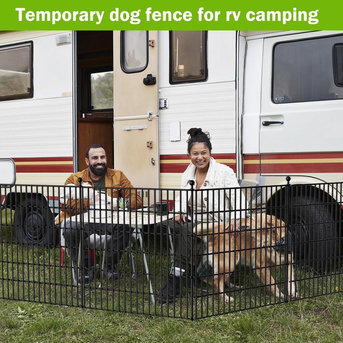 15 Panels No Dig Decorative Outdoor Garden Fence with Gate for Yard, 32 in(H) X 35.4 ft(L) Animal Barrier Fencing Rustproof Metal Wire Panel Border for Dog, Rabbits, and Patio Temporary Ground Stakes