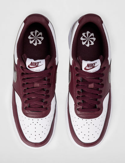 Nike Women's Court Vision Low Next Nature Shoes, White/Metallic Pewter-Burgundy Crush, 9.5