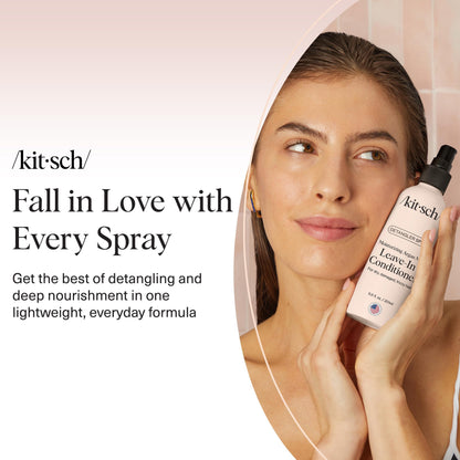 Kitsch Argan Milk Leave In Conditioner Spray – Lightweight Moisturizing Hair Spray for Women and Men - Hair Detangler Spray for Curly, Wavy, Fine, Dry & Damaged Hair - Silicone-Free - 6.8oz