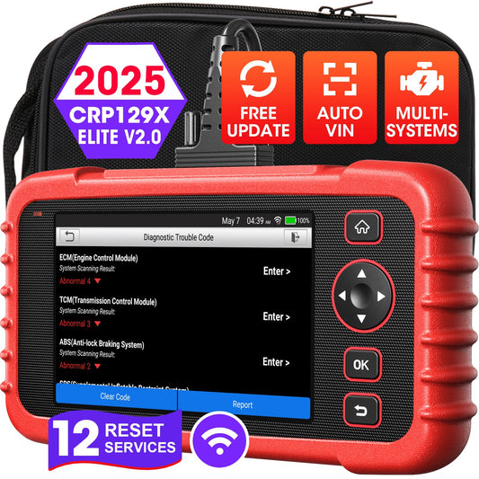 OBD2 Scanner LAUNCH CRP129X V2.0 Elite Scan Tool, Upgrade of CRP123X, 12 Reset Services, ABS/SRS/Transmission/ Check Engine Car Code Reader, Lifetime Free Update, FCA AutoAuth & Auto VIN, Battery Test