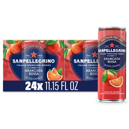 Sanpellegrino Italian Sparkling Drink Aranciata Rossa, Sparkling Orange and Blood Orange Beverage, 11.15 Fl Oz (Pack of 24)