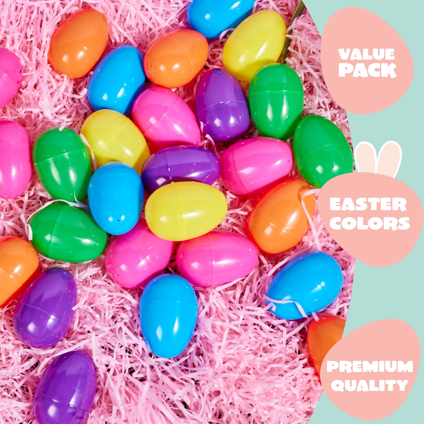 JOYIN 3.15" Easter Eggs, Fillable Plastic Eggs Empty Colorful Bright Eggshells with Hinge for Easter Hunt, Filling Treats, Party Favor, Basket Stuffers, Classroom Prize Supplies, 36PCS