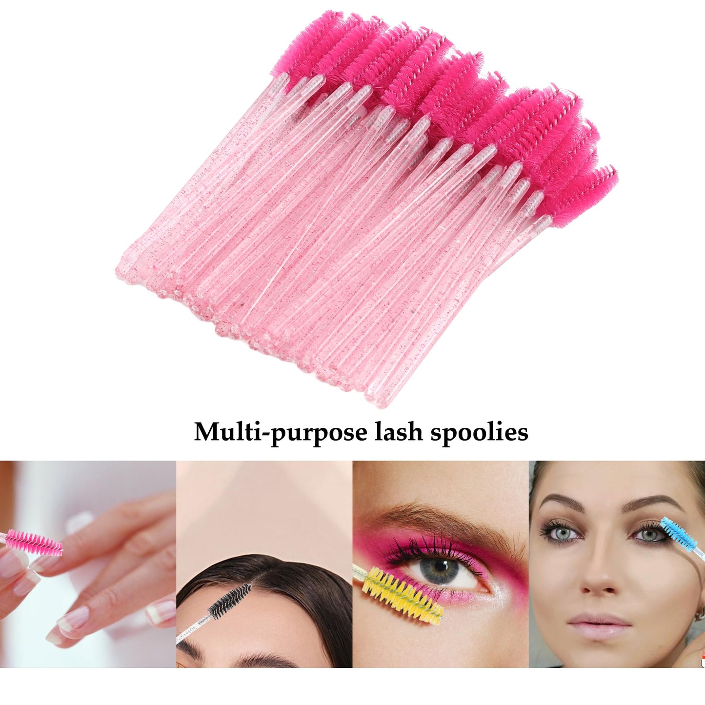 Exacoo 500pcs Eyebrow Brush Lash Spoolies for Eyelash Extensions Eyelash Brush Comb Disposable Mascara Wands Eye Lash Brush Eyebrow Spoolie
