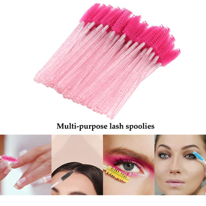 Exacoo 500pcs Eyebrow Brush Lash Spoolies for Eyelash Extensions Eyelash Brush Comb Disposable Mascara Wands Eye Lash Brush Eyebrow Spoolie