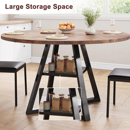 Jocoevol Round Dining Table for 4,Kitchen Dining Room Circle Dinner Pedestal Table,Space Saving Wood Kitchen & Dining Room Furniture (Vintage, 47In)