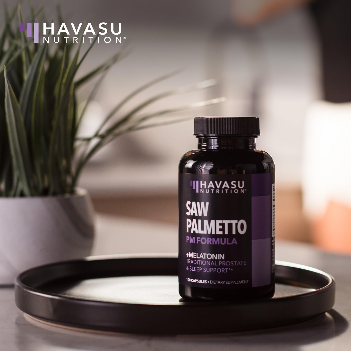 Saw Palmetto PM for Men with Melatonin 3mg - Night Time Prostate Health Supplement for Bladder and Sleep Support - Reduce Urinary Frequency - 100 Count - Vegan, Non-GMO Capsules - Over 3 Month Supply