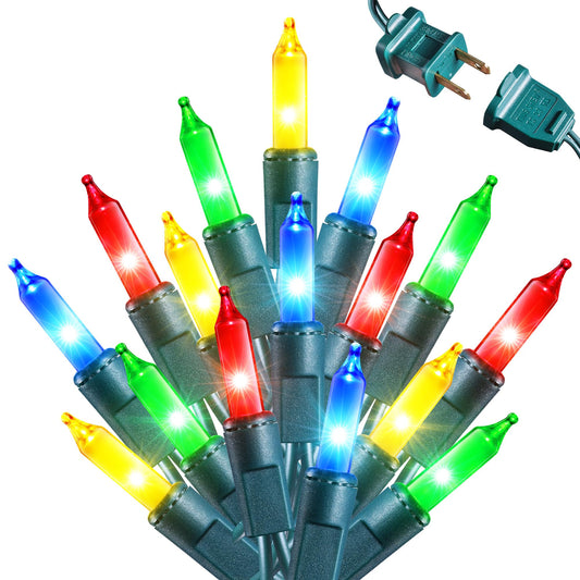 Jyoiat Christmas Lights -2 Pack Total 43FT 200 Count Conectable Waterproof String Lights Brighter Detachable Plug-in Lights Indoor & Outdoor for Christmas Decoration(Mulitcolor)