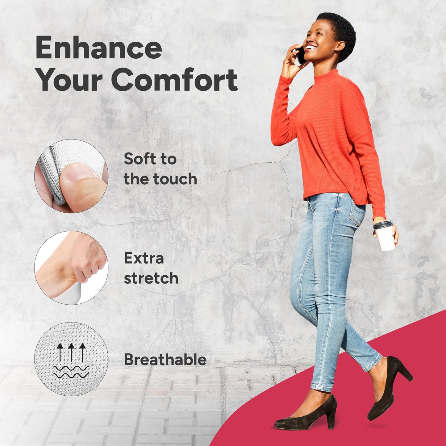 Eedor Women's No Show Socks, Comfy and Breathable Non-Slip, Low Cut Invisible Liner Socks for Casual and Formal Wear, Durable, Soft, Stretchable Fabric - 6 Pairs, Large, Size 8-10 - White