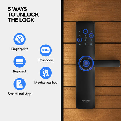 Smart Mortise Lock with WiFi Camera, Installation Kit - Digital Keyless Entry Door Lock Deadbolt with Handle Set - Card, Keypad, Fingerprint, Passcode - Electronic Smart Door Locks for Front Door