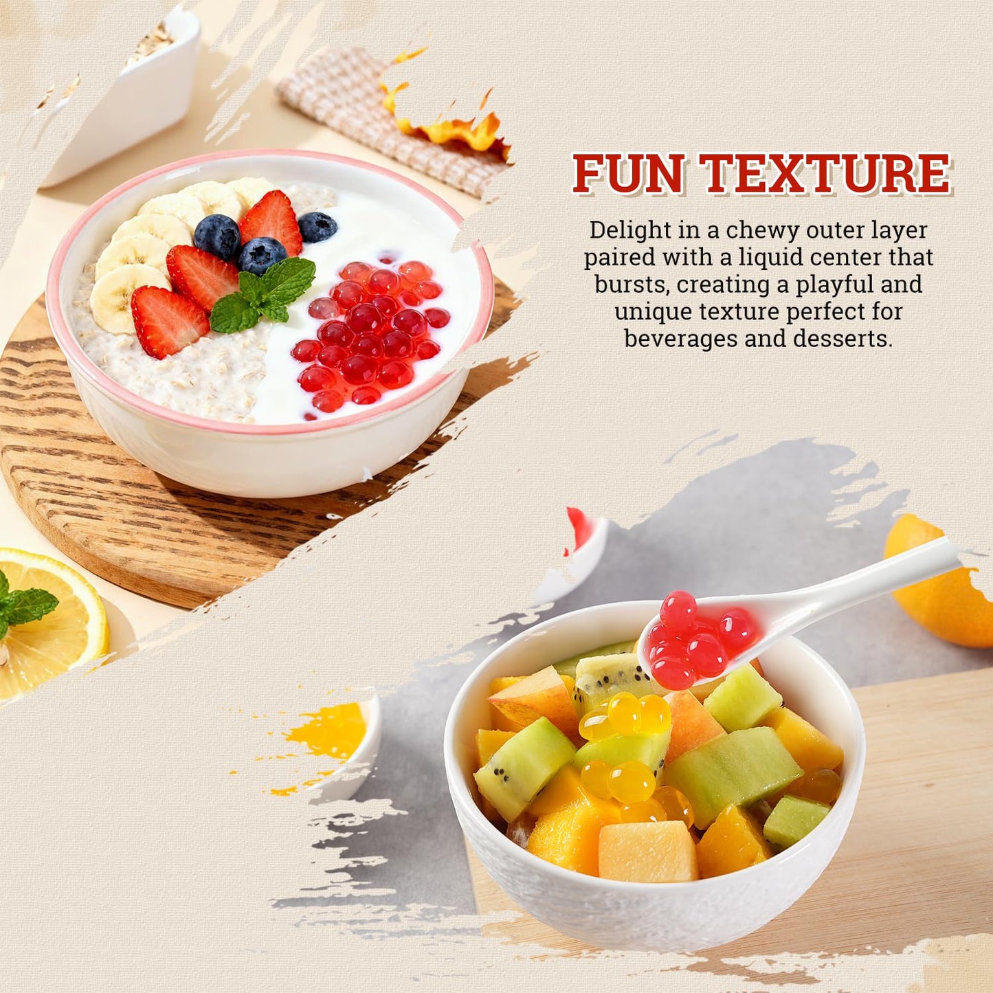 52USA Strawberry Popping Boba (500g), Popping Pearls for Bubble Tea, Beverages, Sweets, Ice Cream, Shakes, Desserts & Smoothies Topping, 1.1 Pound (Pack of 1)