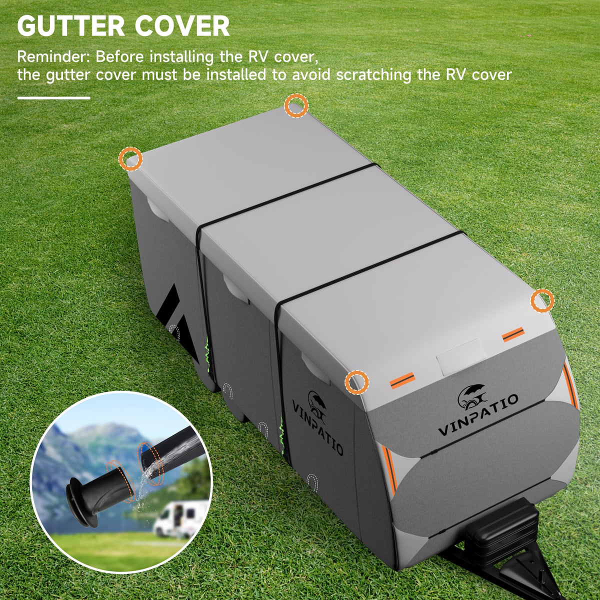 VINPATIO Travel Trailer RV Cover: 7 Layers Heavy Duty RV & Trailer Cover, Toy Hauler Cover Fits 18'-20' RV Camper Cover with 4 Tire Covers, Extra Windproof Straps, Tongue Jack Cover, Gutter Covers
