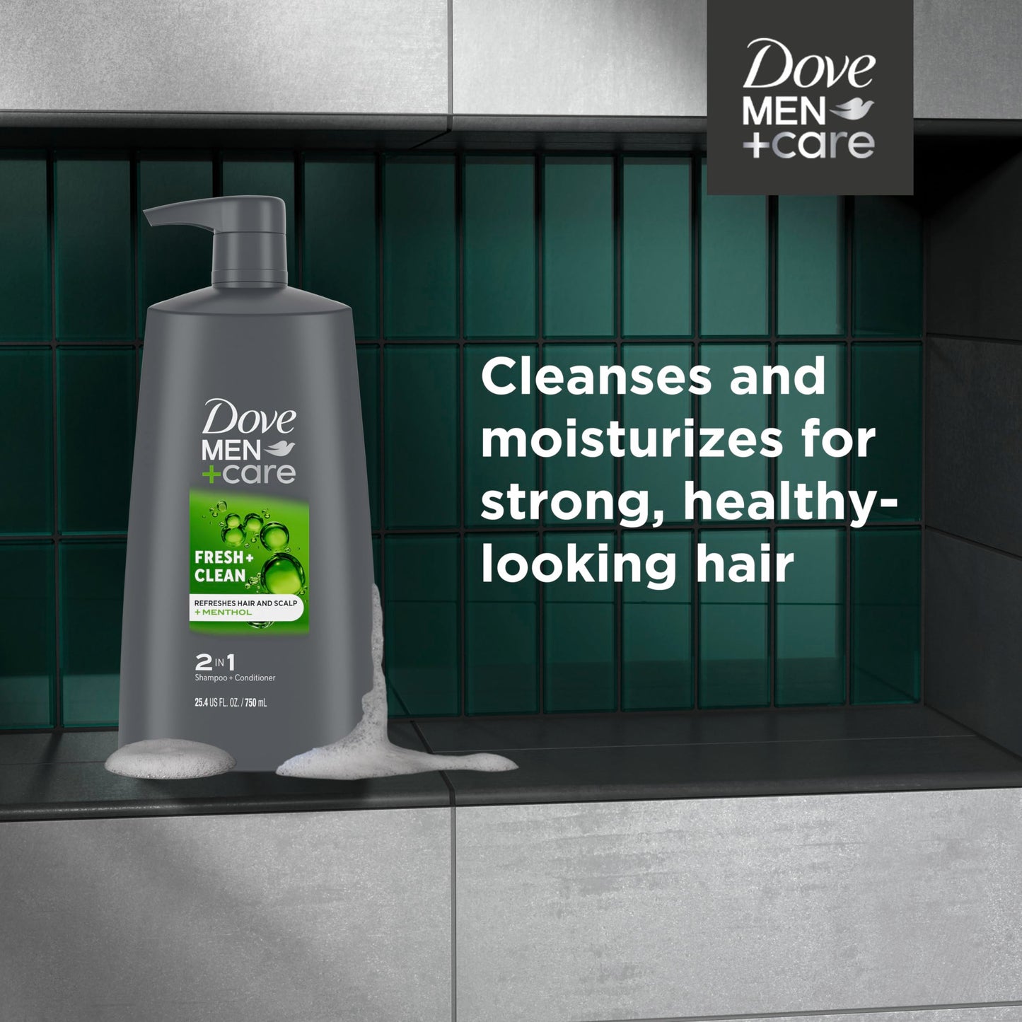 DOVE MEN + CARE 2-in-1 Shampoo and Conditioner Fresh and Clean 4 Count Nourishes and Invigorates Helps Strengthen Hair 25.4 oz