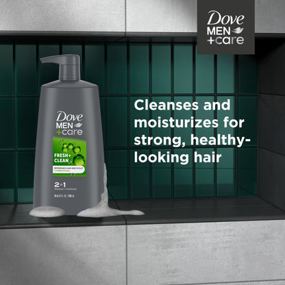 DOVE MEN + CARE 2-in-1 Shampoo and Conditioner Fresh and Clean 4 Count Nourishes and Invigorates Helps Strengthen Hair 25.4 oz