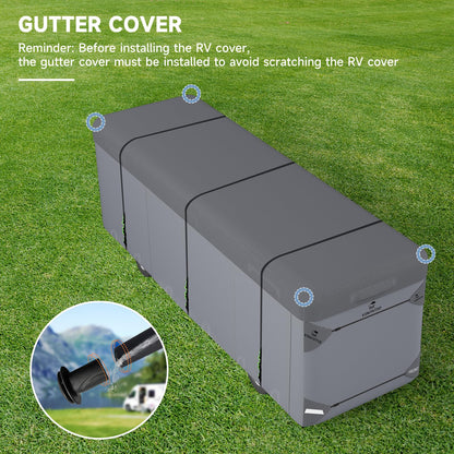 VINPATIO Class A RV Cover Extra Thick 7 Layers Top, Fits 34'-37' RV, Heavy Duty Windproof Waterproof Class A Motorhome Cover with 2 Extra Long Straps, Gutter Covers