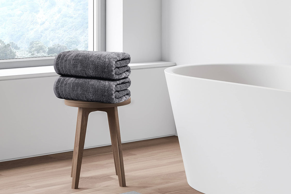 Tens Towels Pack of 4 Extra Large Bath Towels 30 x 60 Inches, 100% Cotton, Larger & Lighter Weight, Quicker to Dry, Super Soft and Absorbent, Perfect for Bathroom, Dark Grey