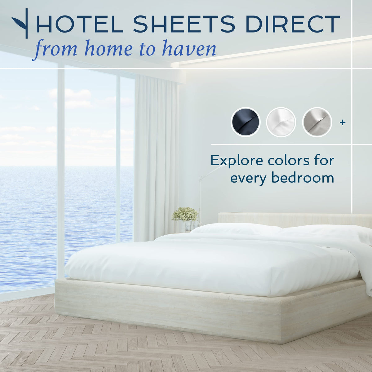 Hotel Sheets Direct 4 Piece Bed Sheet Set King, 100% Viscose Derived from Bamboo Sheets Set with 2 Pillowcases, Cooling & Breathable Luxury Bedding, Moisture-Wicking & Silky Soft Texture, Navy Blue