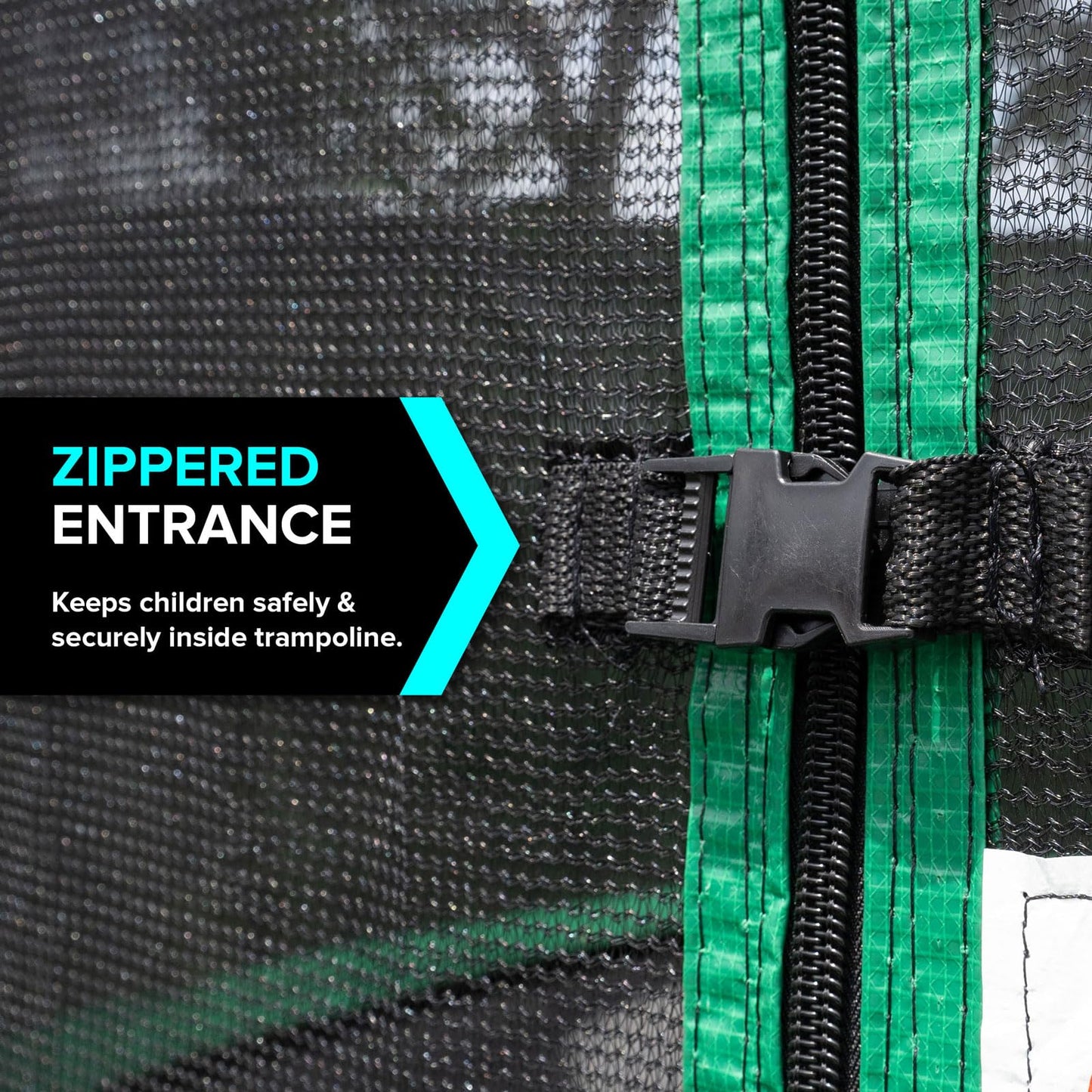 Sportspower Outdoor Kids Trampoline with Safety Enclosure Net and Foam Pad, 15FT Round - Green