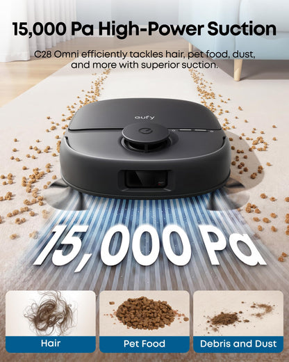 eufy C28 Robot Vacuum Cleaner and Mop Combo, 15,000 Pa, HydroJet Roller Mop