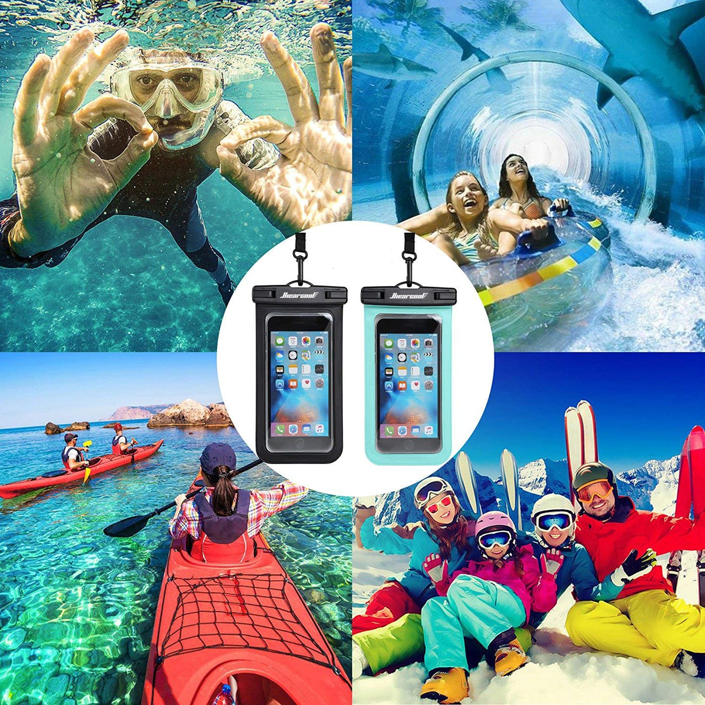 Hiearcool Waterproof Phone Pouch, Waterproof Phone Case for iPhone 17 16 15 14 13 Pro Max, IPX8 Cellphone Dry Bag Beach Cruise Ship Essentials 2Pack-8.3"