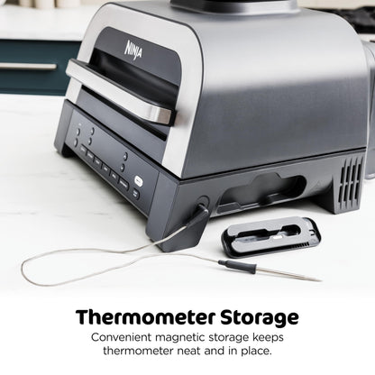 Ninja DG551 Foodi Smart XL 6-in-1 Indoor Grill with Air Fry, Roast, Bake, Broil, & Dehydrate, Foodi Smart Thermometer, 2nd Generation, Black/Silver