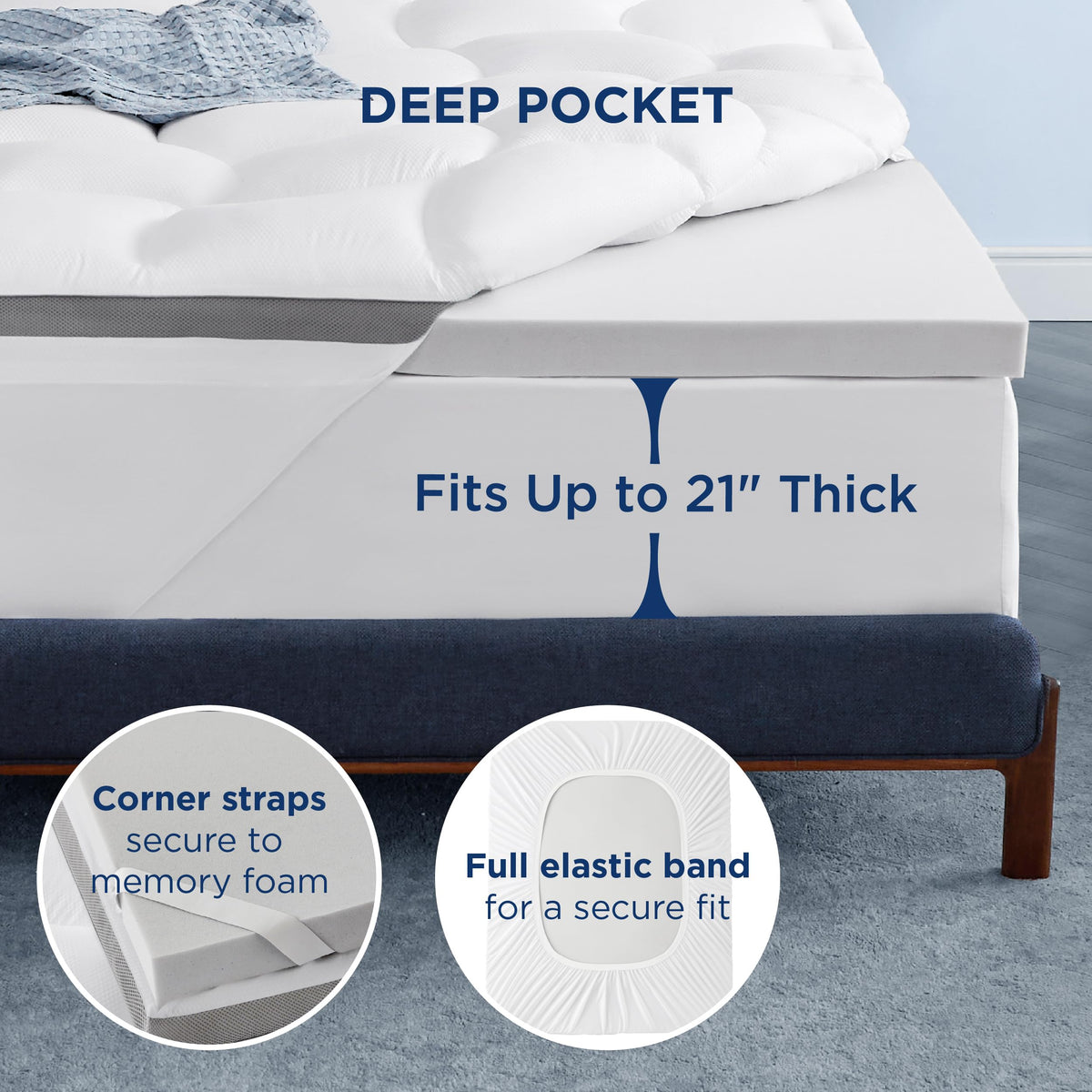 Bedsure 4 Inch Memory Foam Mattress Topper King Size, Dual Layer 2.5 Inch Gel Memory Foam & 800 GSM Waterproof Pillow Top Cooling Mattress Pad with 8-21 Inch Deep Pocket