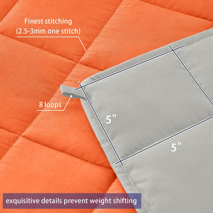 yescool Weighted Blanket for Adults (15 lbs, 60" x 80", Orange) Cooling Heavy Blanket for Sleeping Perfect for 140-160 lbs, Queen Size Breathable Blanket with Premium Glass Bead, Machine Washable