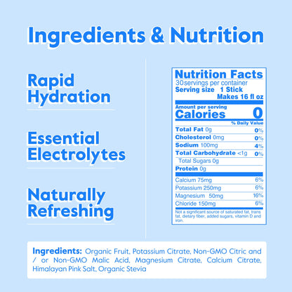 Nectar Hydration Packets - Electrolytes Powder Packets - Sugar Free & 0 Calorie - Organic Fruit Liquid Daily IV Electrolytes Powder for Dehydration Relief and Rehydration (Variety 30 Pack)