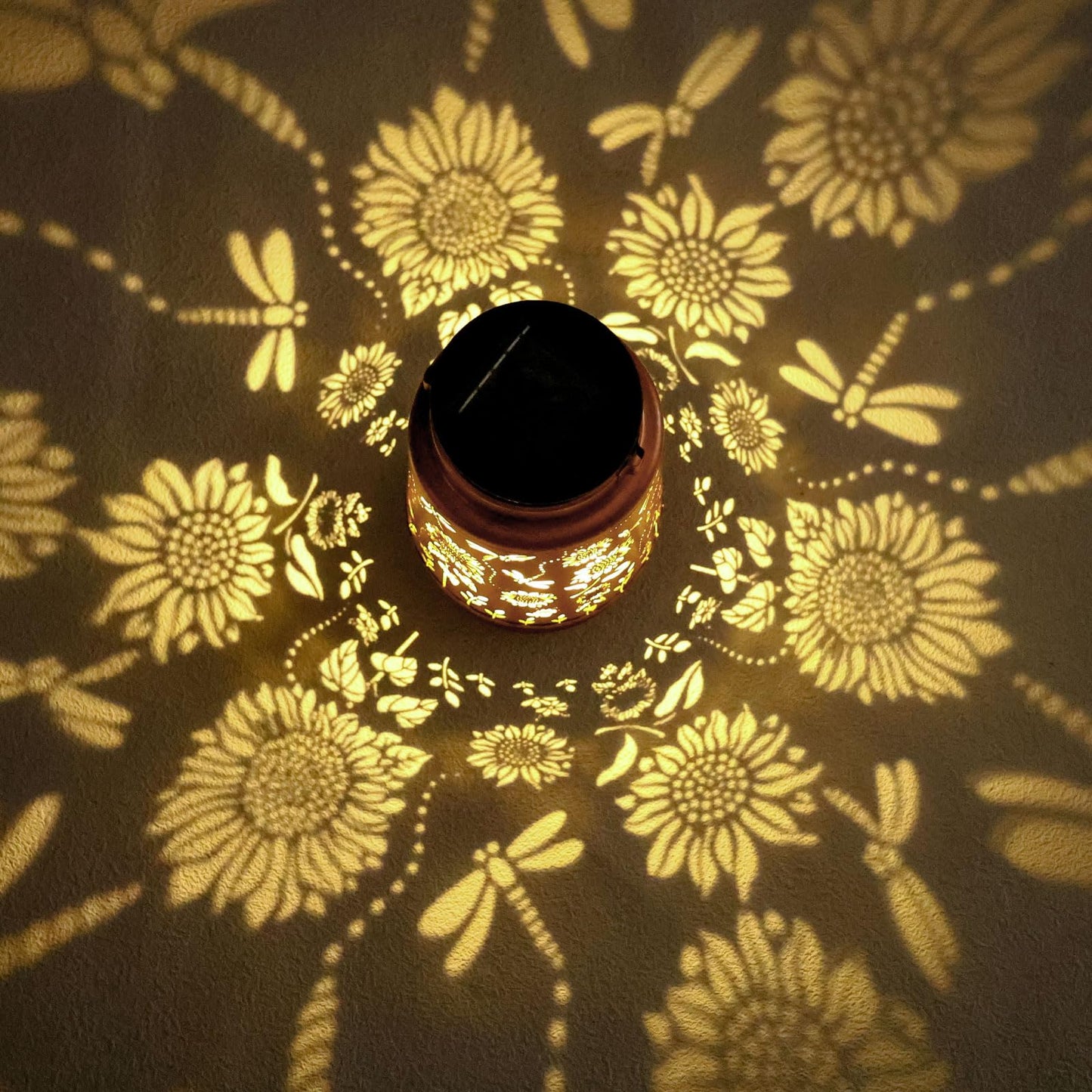 2 Pack Dragonfly Solar Lanterns Outdoor Waterproof Hanging Sunflower Solar Lights Gifts for Women Mom Men Metal Decorative LED Lanterns Outside for Garden, Yard, Patio, Lawn, Porch, Backyard