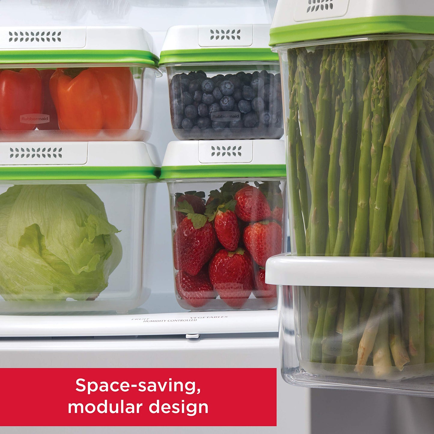 Rubbermaid FreshWorks Produce Saver, Medium and Large Storage Containers, 8-Piece Set, Set of 4, Med & Lg, Clear