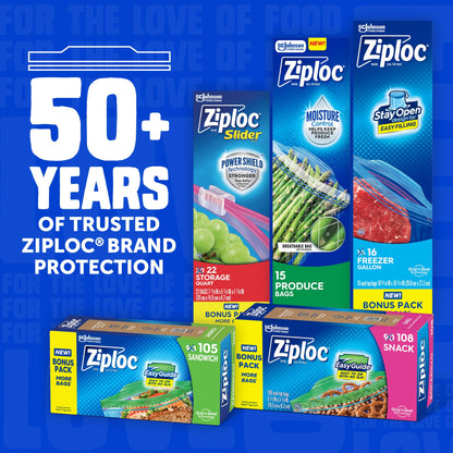 Ziploc Gallon Food Storage Freezer Bags, Stay Open Design, Easy to Fill, 30 count, 4 Pack, 120 Total (Packaging May Vary)