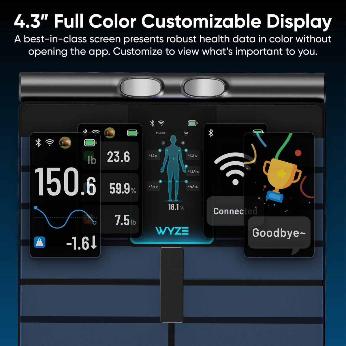 Wyze Scale Ultra BodyScan Smart Scale with Handle – Wi-Fi & Bluetooth Body Composition Scale for Weight, BMI, Body Fat, Muscle Mass, and Segmental Measurement, Black