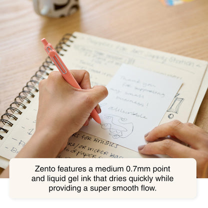 uni-ball Zento Gel Ink Rollerball Pens, 12 Black Medium Point Smooth Writing Pens, Colored Japanese Pens, Muted Colors